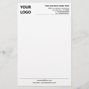 Custom Business Logo and Text Stationery Paper