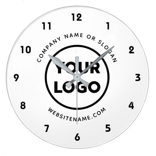 Custom Business Logo and Text White Background Large Clock