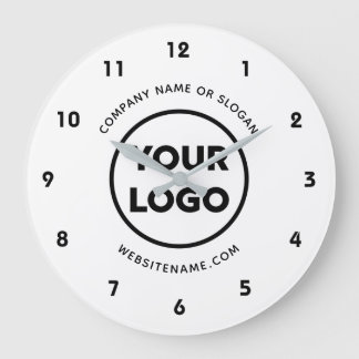 Custom Business Logo and Text White Background Large Clock