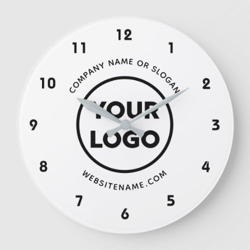 Custom Business Logo and Text White Background Large Clock