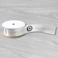 Custom company logo branded business gifts white satin ribbon