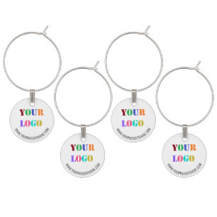 Custom Business Logo and Text Wine Glass Charm