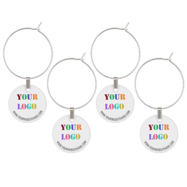 Custom Business Logo and Text Wine Glass Charm (Staggered)