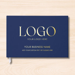 Custom Business Logo and Texts Modern Minimalist Foil Guest Book