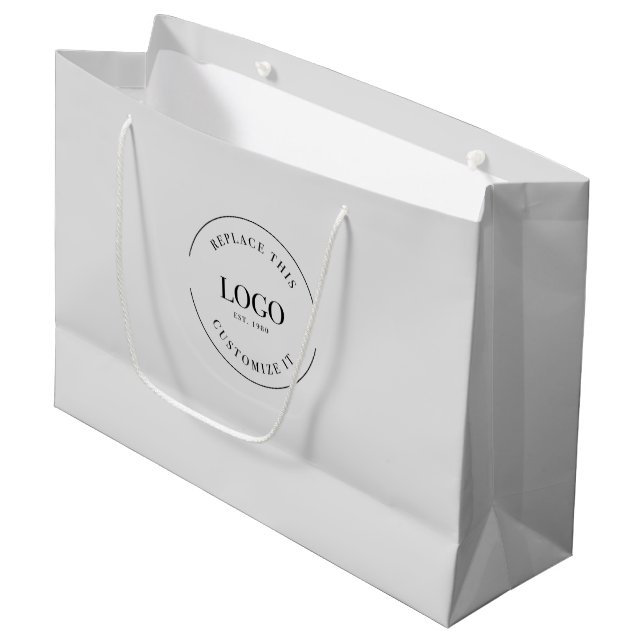 Custom Business logo and website grey Large Gift Bag (Front Angled)