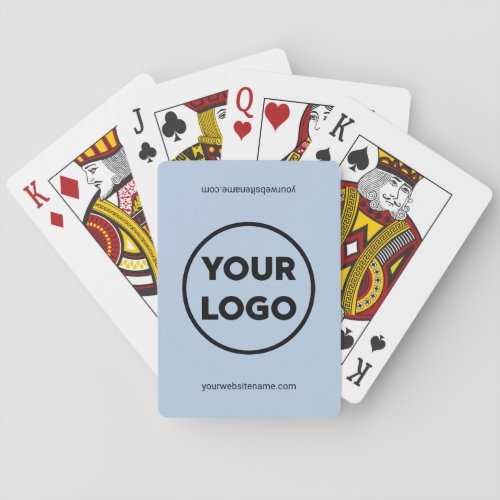 Custom Business Logo and Website Light Blue Playing Cards