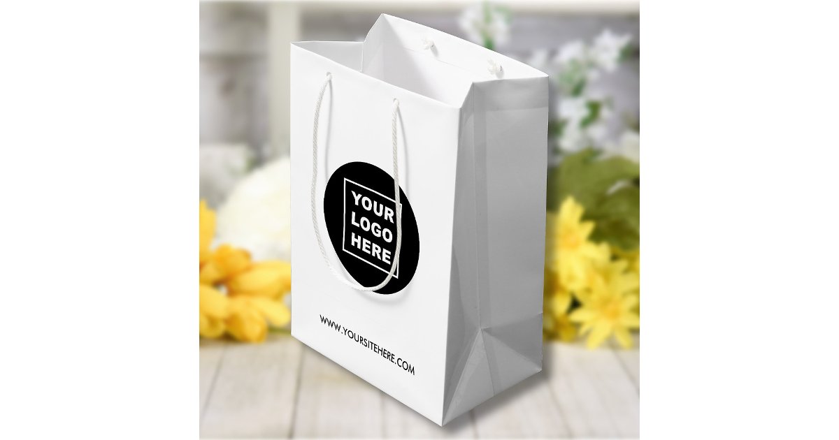 Custom Business Logo and Website Medium Gift Bag | Zazzle