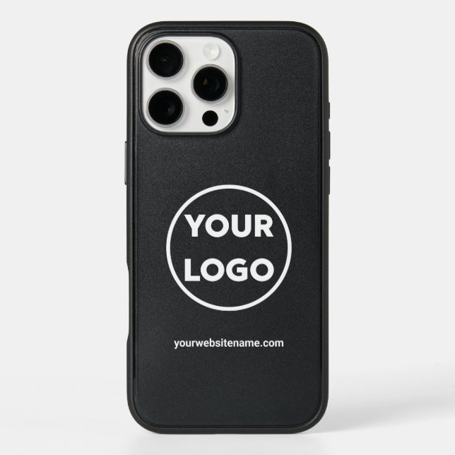 Custom Business Logo and Website on Black Otterbox iPhone Case (Back)