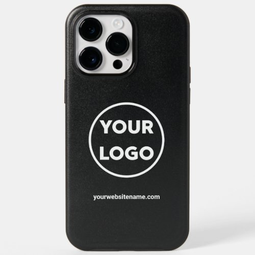 Custom Business Logo and Website on Black OtterBox iPhone 14 Pro Max Case