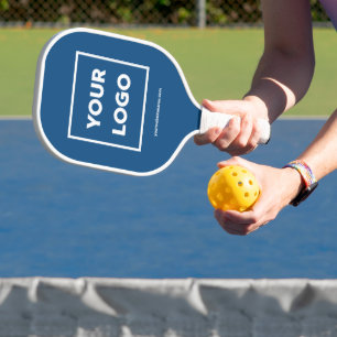 Custom Business Logo and Website on Blue 2-Sided Pickleball Paddle
