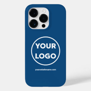 Custom Business Logo and Website on Blue Case-Mate iPhone 14 Pro Case
