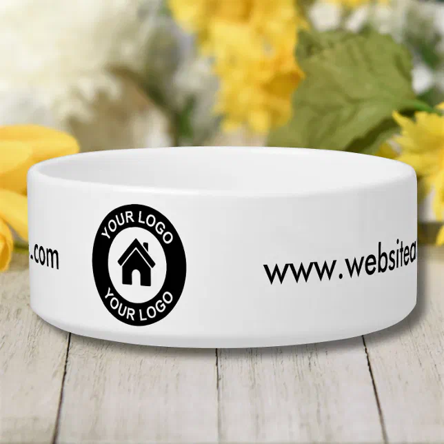 Custom Business Logo and Website Promotional Pet Bowl | Zazzle