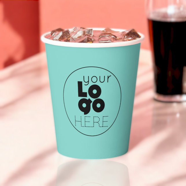Custom Business Logo Aqua Blue Paper Party Cup (Creator Uploaded)