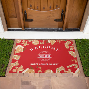 Custom Business Logo Bakery Gingerbread Welcome Doormat
