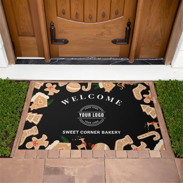 Custom Business Logo Bakery Gingerbread Welcome Doormat (Outdoor)