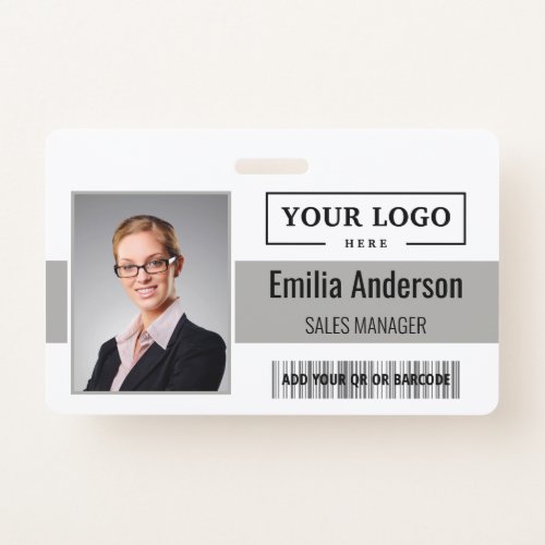 Custom Business Logo Barcode Employee Photo Badge