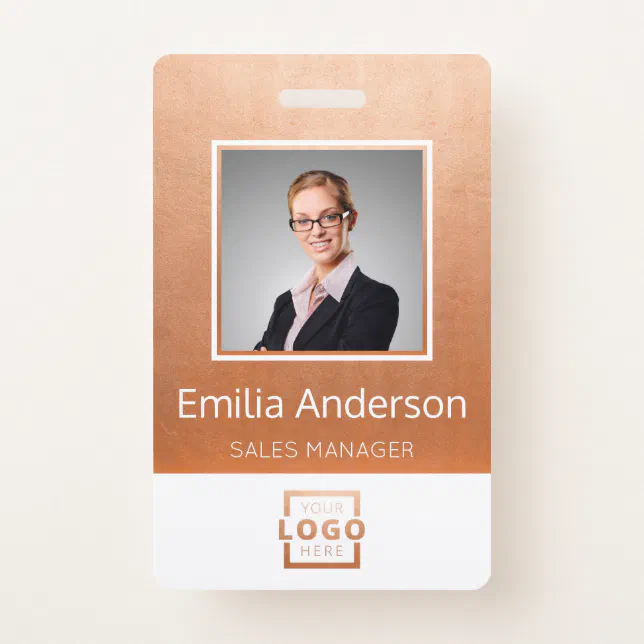 Custom Business Logo Barcode Employee Photo Badge | Zazzle