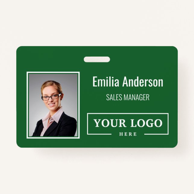 Custom Business Logo Barcode Employee Photo Badge (Front)