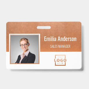 Custom Business Logo Barcode Employee Photo Badge