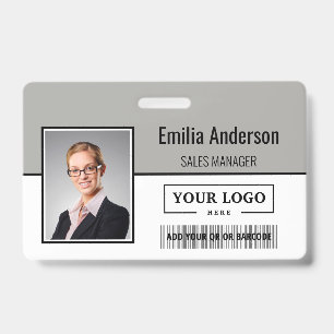 Custom Business Logo Barcode Employee Photo Badge