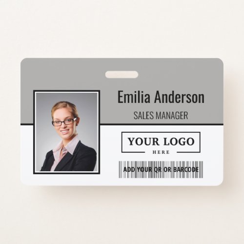 Custom Business Logo Barcode Employee Photo Badge