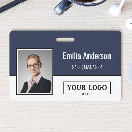 Custom Business Logo Barcode Employee Photo Badge