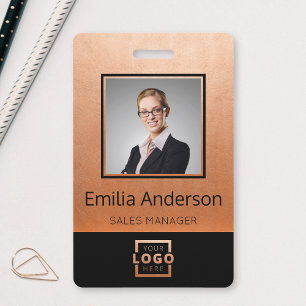 Custom Business Logo Barcode Employee Photo Badge