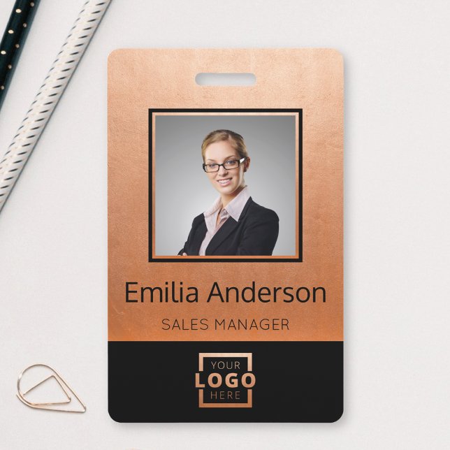 Custom Business Logo Barcode Employee Photo Badge (Creator Uploaded)