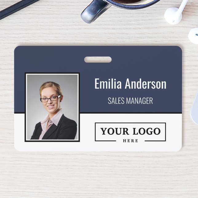 Custom Business Logo Barcode Employee Photo Badge (Creator Uploaded)