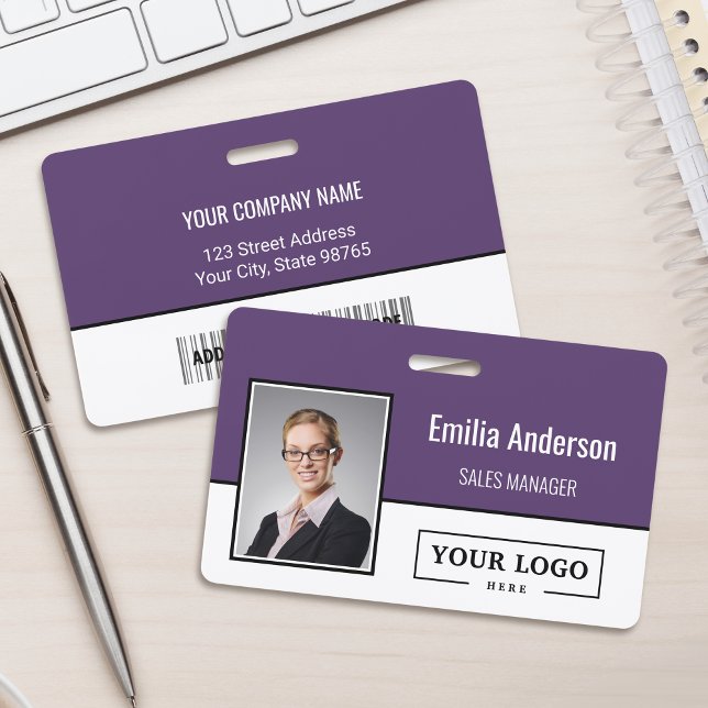 Custom Business Logo Barcode Employee Photo Badge (Creator Uploaded)