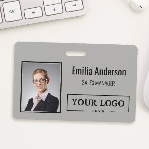 Custom Business Logo Barcode Employee Photo Badge