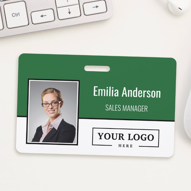 Custom Business Logo Barcode Employee Photo Badge (Creator Uploaded)