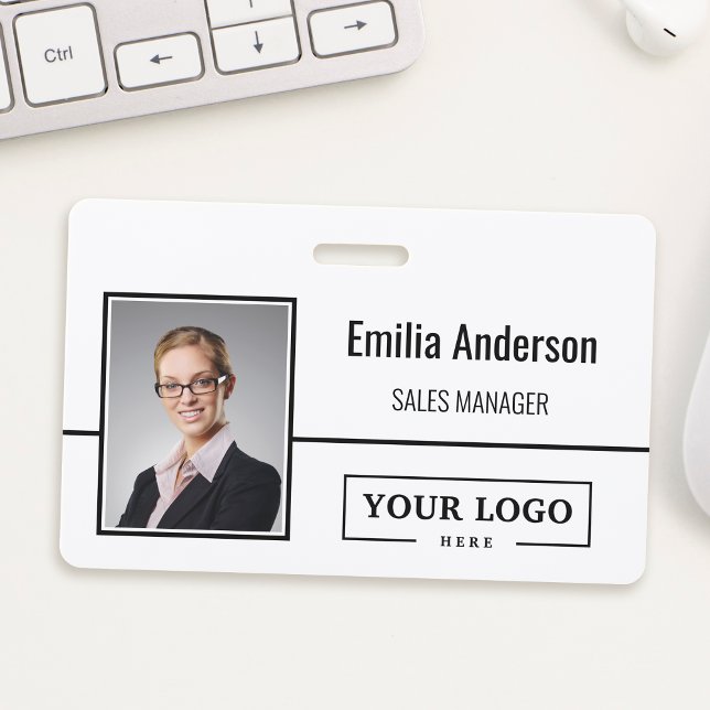 Custom Business Logo Barcode Employee Photo Badge (Creator Uploaded)