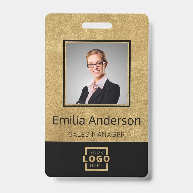 Custom Business Logo Barcode Employee Photo Badge (Front)
