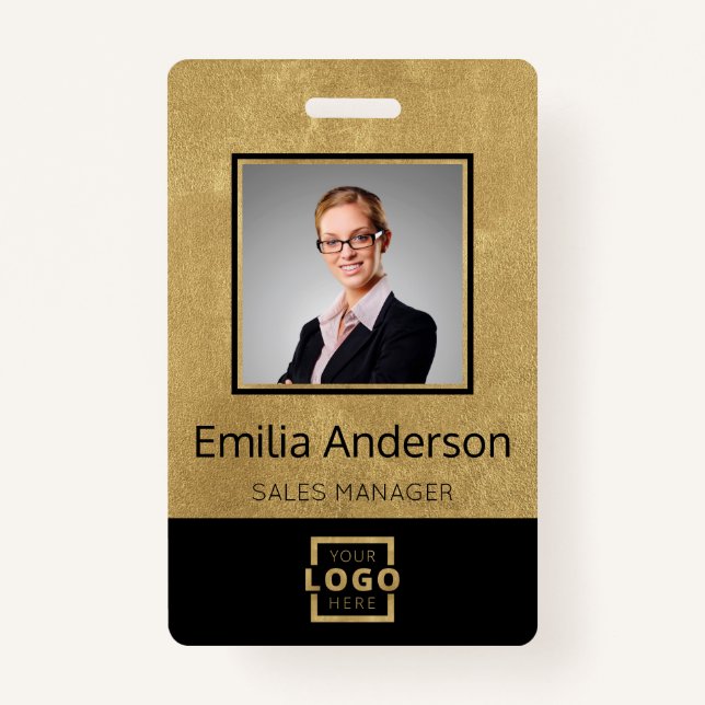 Custom Business Logo Barcode Employee Photo Badge (Front)