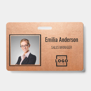 Custom Business Logo Barcode Employee Photo Badge