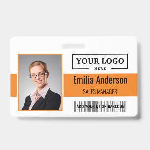 Custom Business Logo Barcode Employee Photo Badge