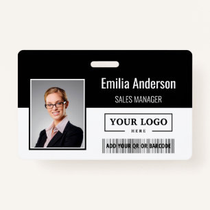 Custom Business Logo Barcode Employee Photo Badge