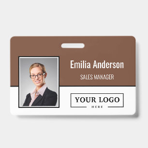 Custom Business Logo Barcode Employee Photo Badge