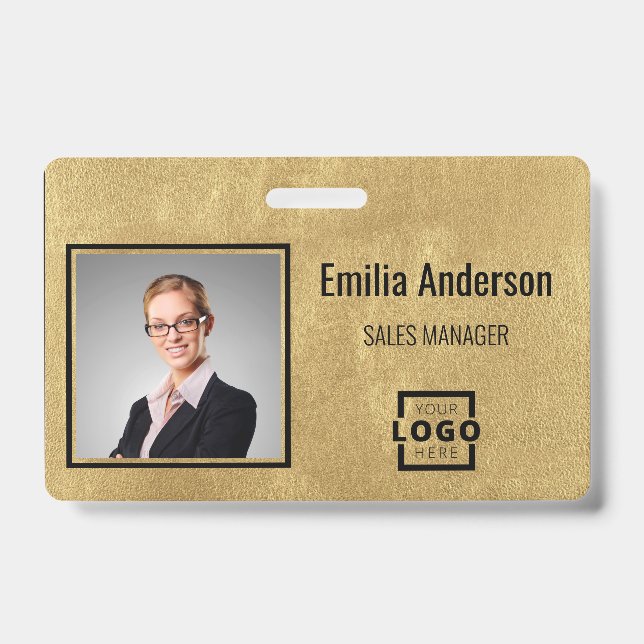 Custom Business Logo Barcode Employee Photo Badge (Front)