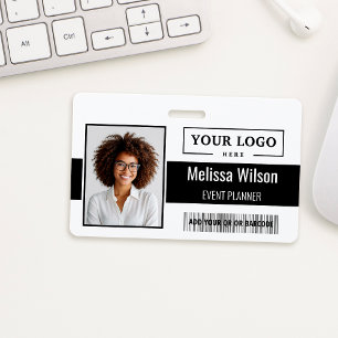 Custom Business Logo Barcode QR Code Employee Badge