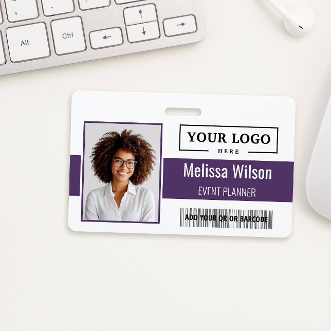 Custom Business Logo Barcode QR Code Employee Badge (Creator Uploaded)
