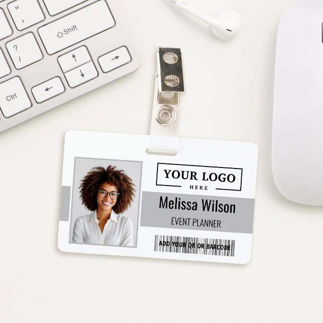 Custom Business Logo Barcode QR Code Employee Badge (Creator Uploaded)