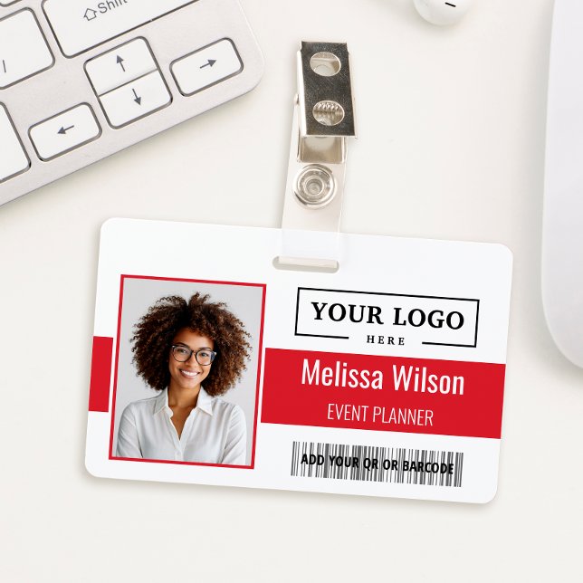 Custom Business Logo Barcode QR Code Employee Badge (Creator Uploaded)