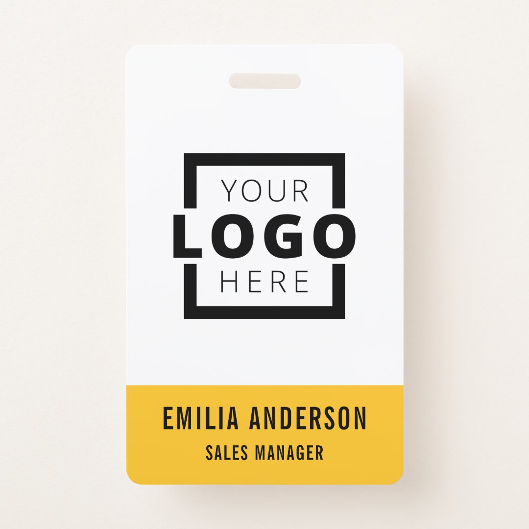 Custom Business Logo Basic Barcode Employee Badge | Zazzle