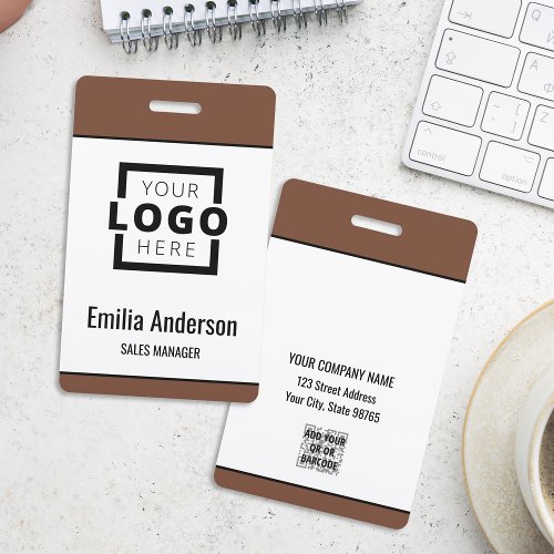 Custom Business Logo Basic Barcode Employee Badge