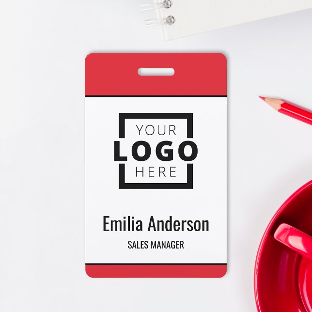 Custom Business Logo Basic Barcode Employee Badge (Creator Uploaded)