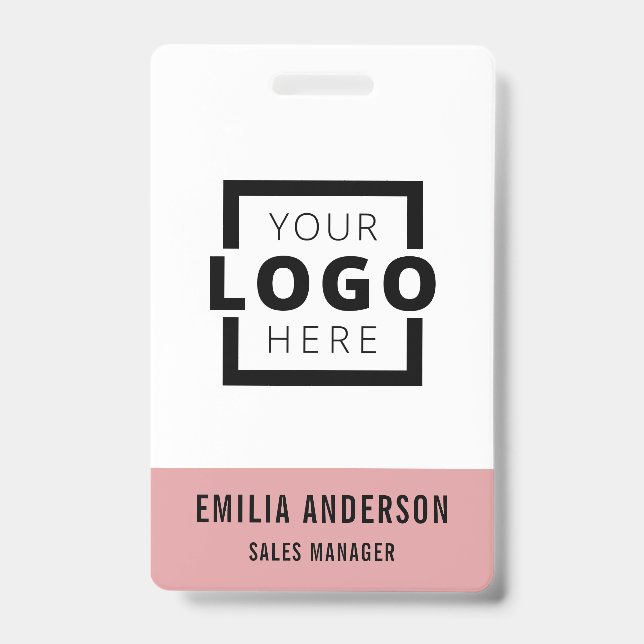 Custom Business Logo Basic Barcode Employee Badge (Front)