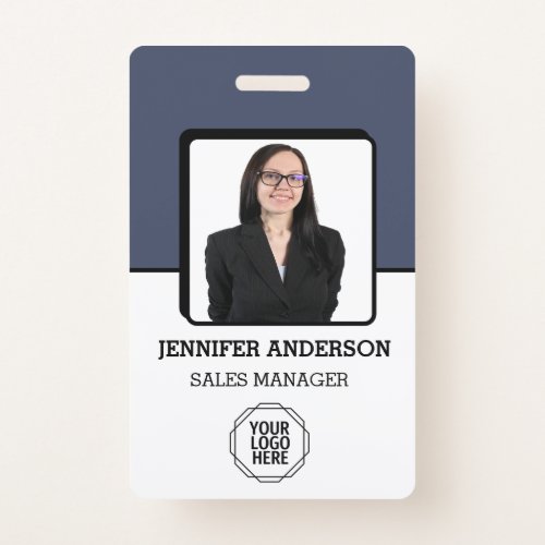 Custom Business Logo Basic Barcode Employee Photo  Badge