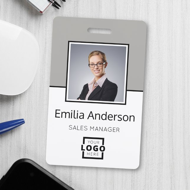 Custom Business Logo Basic Barcode Employee Photo Badge (Creator Uploaded)